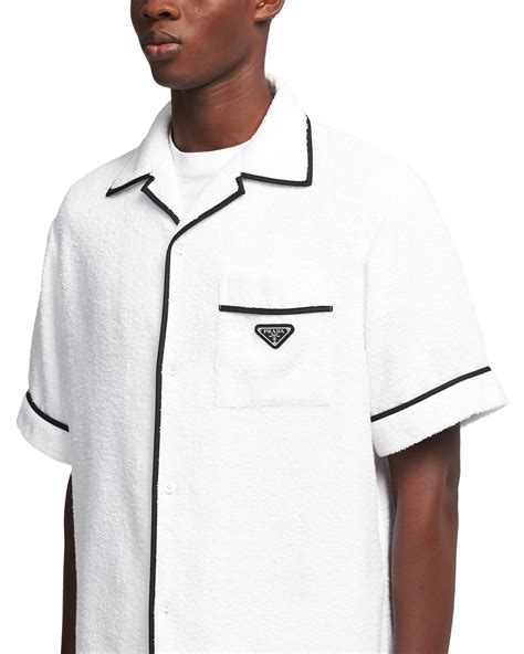 prada men graphic cotton bowling shirt|Prada 3xl shirt.